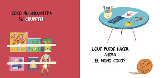 Ilustración del cuento para dejar el chupete: Mono Coco pierde el chupete