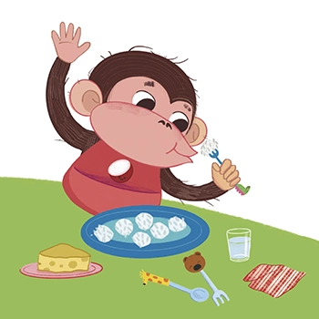 Imagen del cuento Mono Coco pierde el chupete: hábitos saludables