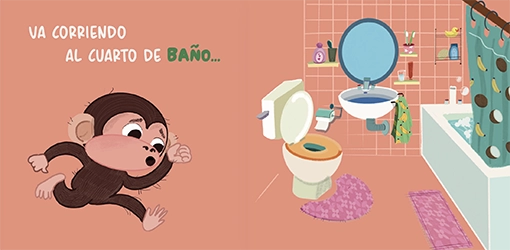 Ilustración del libro para dejar el pañal: Mono Coco se quita el pañal