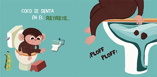 Ilustración del cuento para dejar el pañal: Mono Coco se quita el pañal