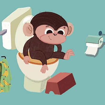 Imagen de cuando quitar el pañal del cuento Mono coco se quita el pañal
